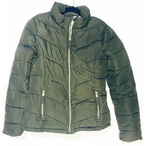 H&M Logg Coat Youth Girl's Size Medium 13-14 Years Green Lined Full Zip